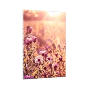 Quadro su vetro - Prato alla luce del sole al tramonto - 70x100cm - Prima della fine dell'estate - Decorazione murale moderna per soggiorno e camera da letto ARTTOR