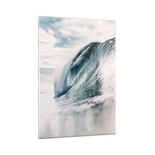 Quadro su vetro - Una potente onda oceanica sotto i raggi del sole - 50x70cm - Cima d'acqua - Decorazione murale moderna per soggiorno e camera da letto ARTTOR
