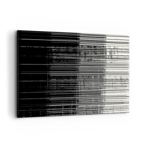 Quadro su tela - Stampe su Tela - Composizione astratta di linee in bianco e nero contrastanti - 120x80cm - Onde e vibrazioni - Decorazione murale moderna per soggiorno e camera da letto ARTTOR