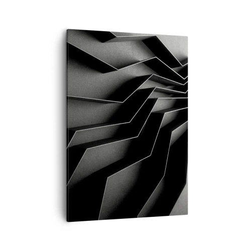 Quadro su tela - Stampe su Tela - Astrazione in bianco e nero con strutture geometriche - 50x70cm - Ordine tridimensionale - Decorazione murale moderna per soggiorno e camera da letto ARTTOR