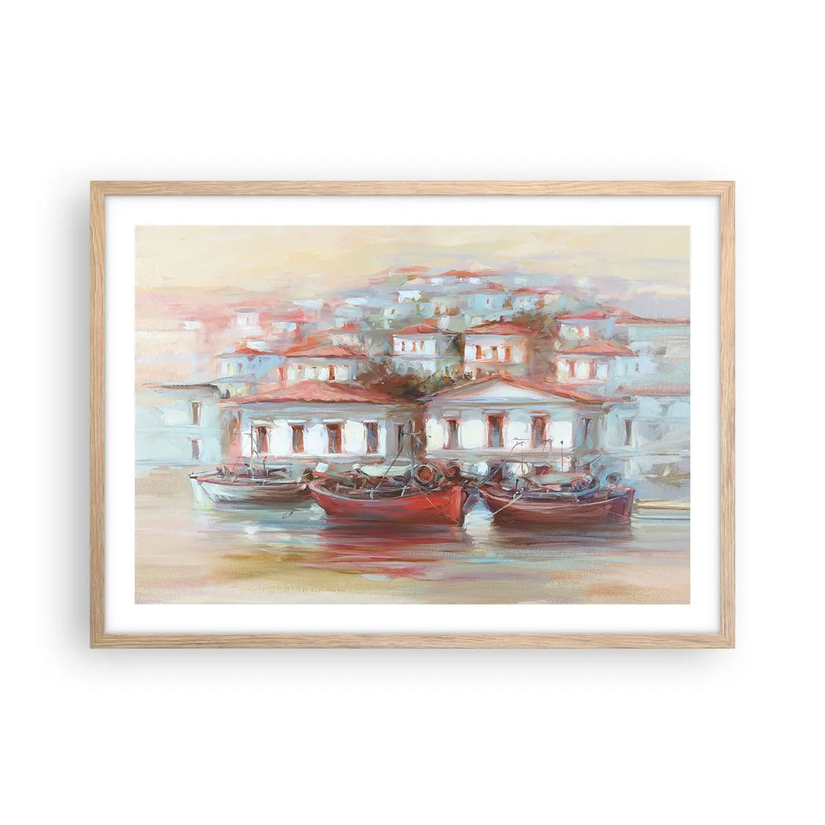 Poster in cornice rovere chiaro - Cittadina felice - 70x50 cm