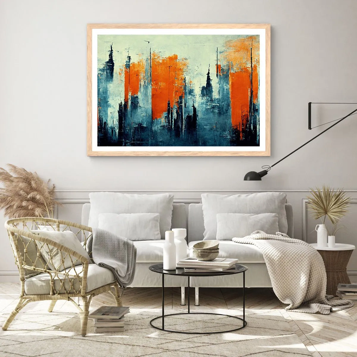 Poster in cornice rovere chiaro - Paesaggio moderno - 50x40 cm