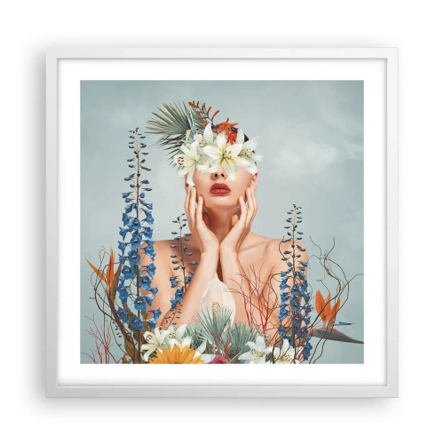 Poster in cornice bianca - Donna - fiore - 50x50 cm