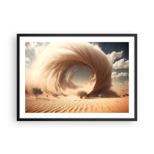 Poster in cornice nera - Vortice di sabbia dinamico in un deserto con alberi - 70x50cm - Il portale è aperto - Decorazione murale moderna per soggiorno e camera da letto ARTTOR