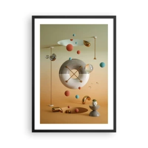 Poster in cornice nera - Una composizione astratta di forme geometriche dai colori caldi. - 50x70cm - Tutto può succedere - Decorazione murale moderna per soggiorno e camera da letto ARTTOR