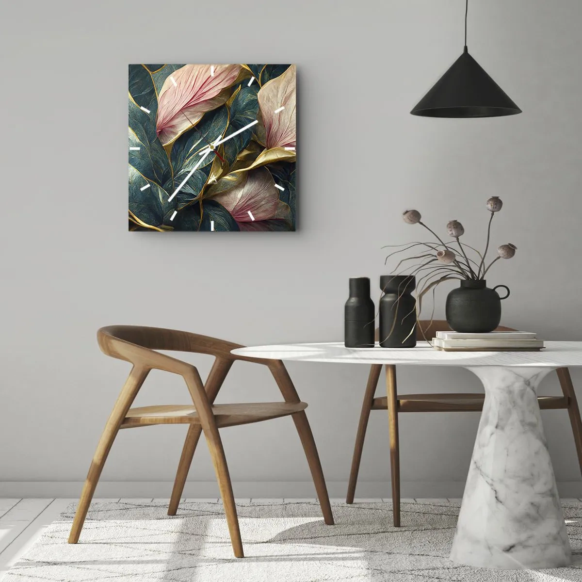 Orologio da parete - Orologio in Vetro - Stile ed eleganza naturali - 30x30 cm