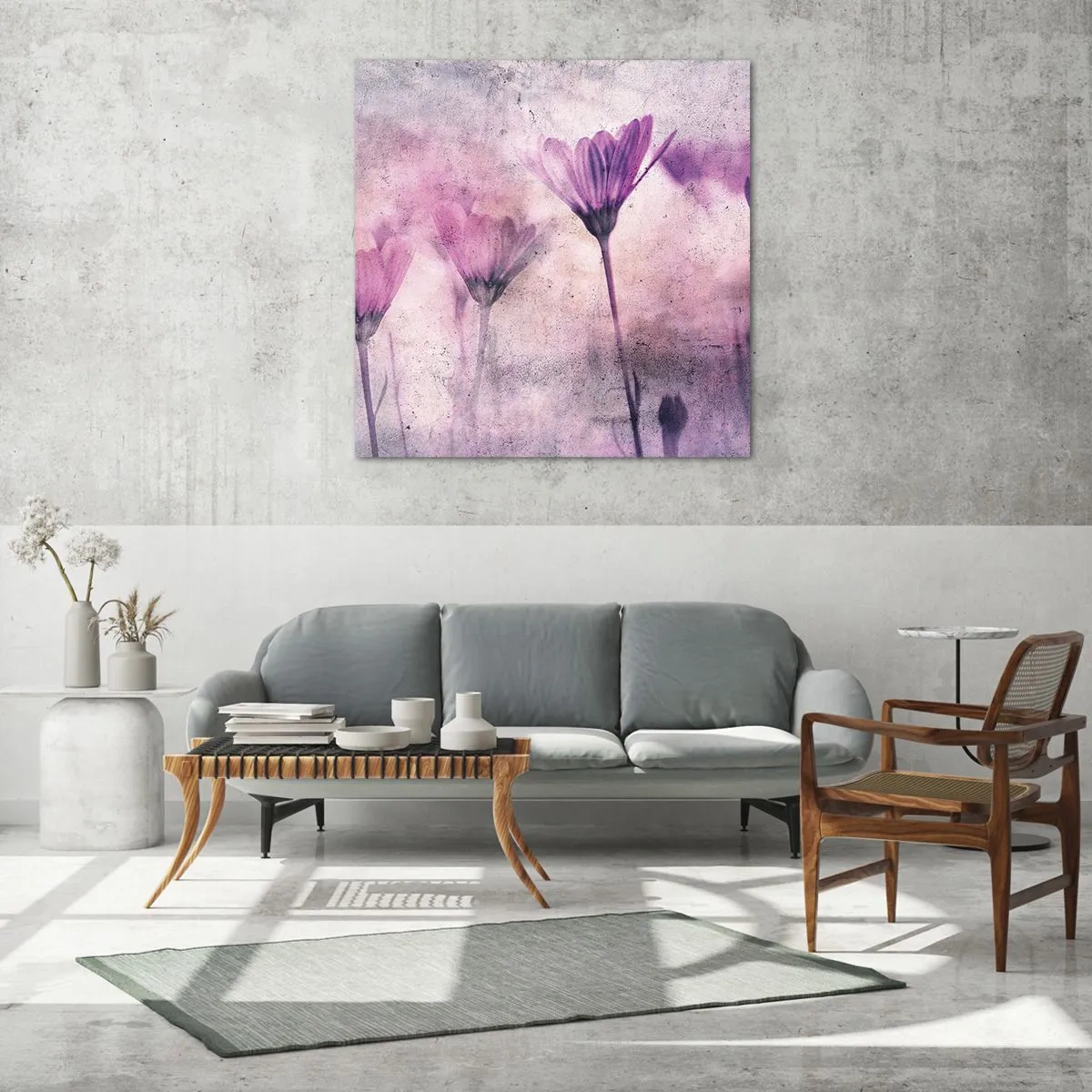 Quadro su vetro - Il sogno dei fiori - 30x30 cm