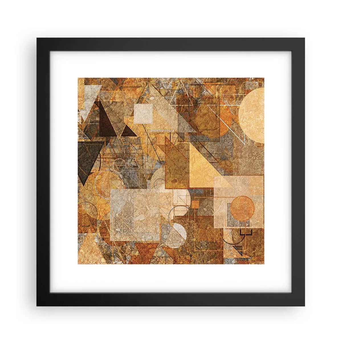 Poster in cornice nera - Studio cubista in marrone - 30x30 cm