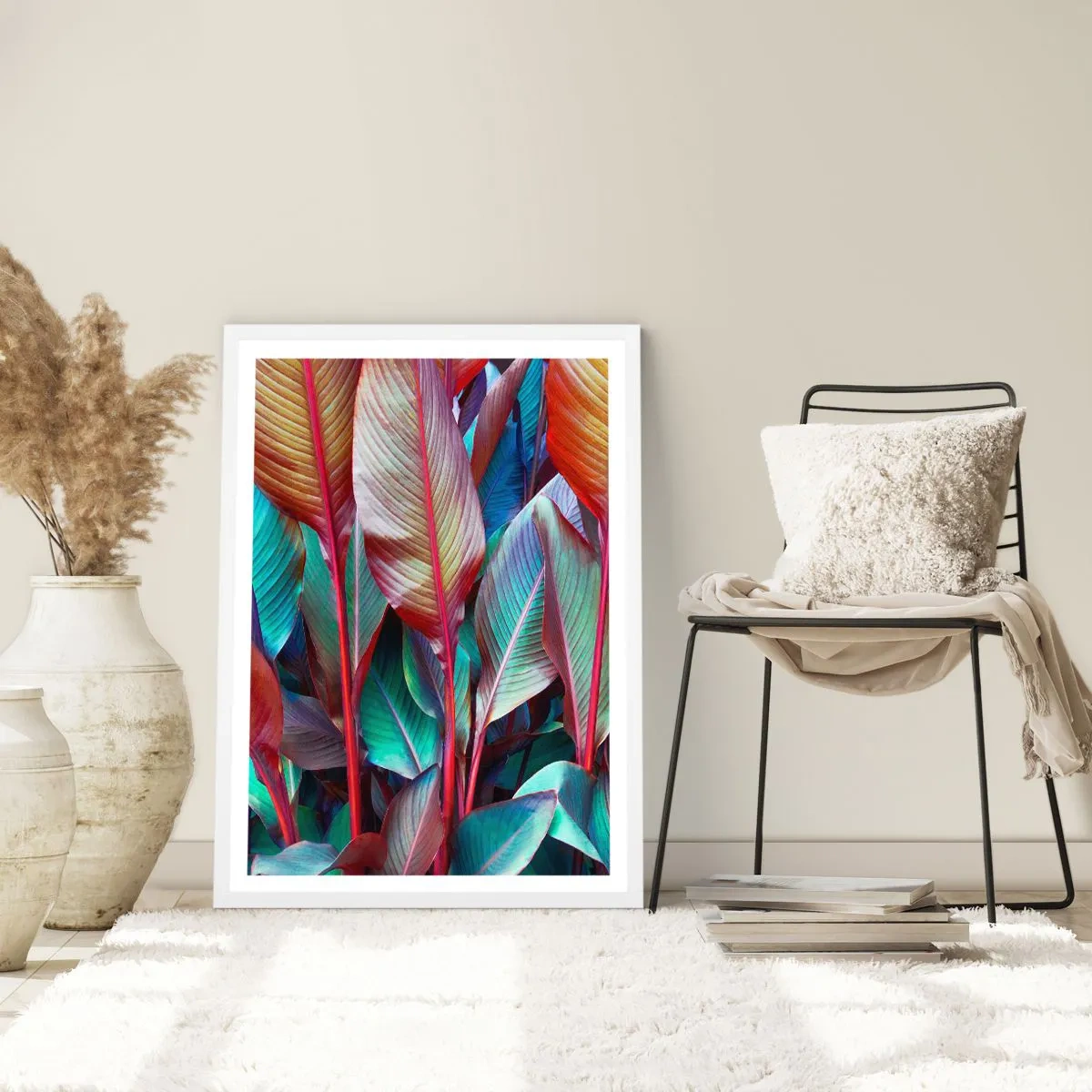 Poster in cornice bianca - Selva colorata - 50x70 cm