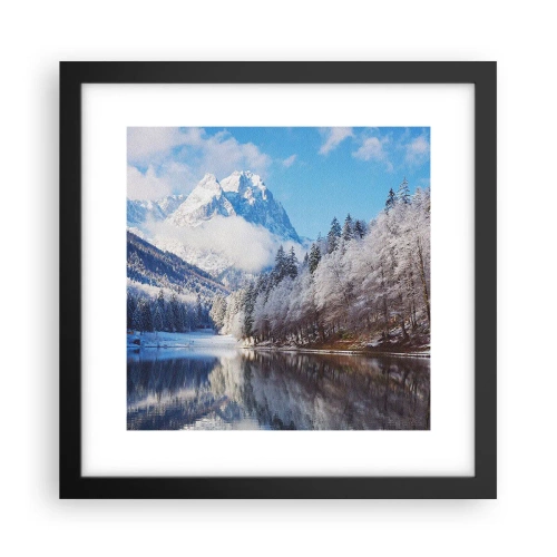 Poster in cornice nera - Il custode innevato - 30x30 cm