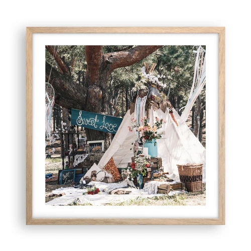 Poster in cornice rovere chiaro - Make love... - 50x50 cm