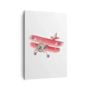 Quadro su tela - Stampe su Tela - Aereo retrò rosso su sfondo bianco - 70x100cm - Pronto a volare alto - Decorazione murale moderna per soggiorno e camera da letto ARTTOR