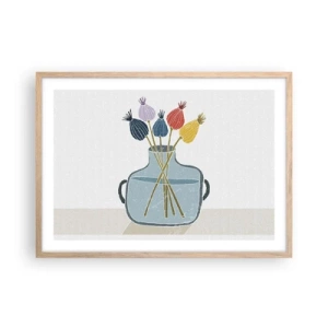 Poster in cornice rovere chiaro - Il silenzio dei papaveri - 70x50 cm