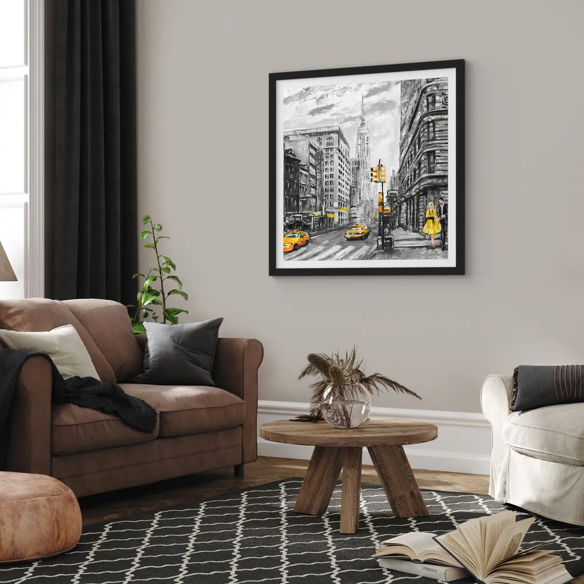 Poster in cornice nera - Racconto di New York - 40x40 cm