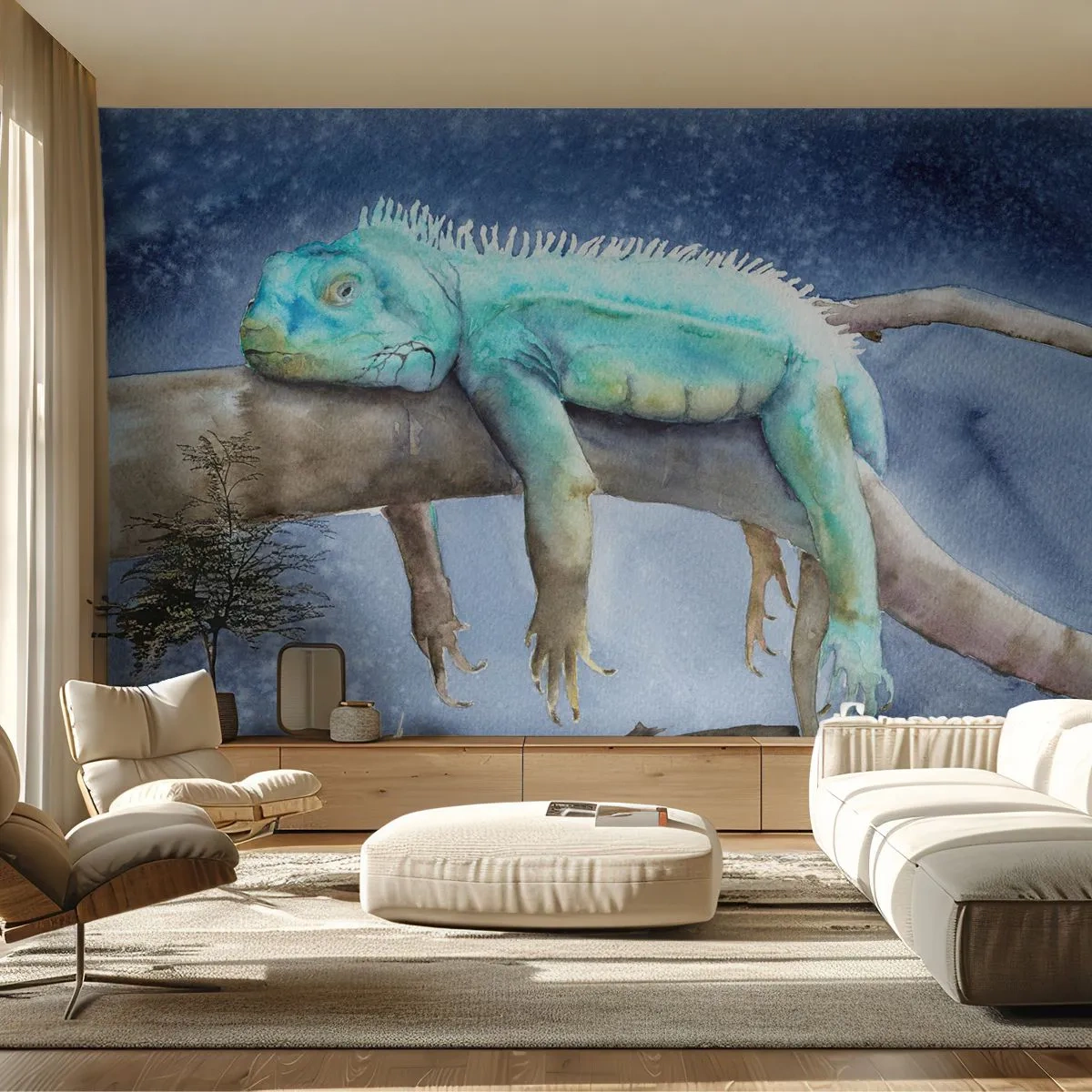 Fotomurali Premium Canvas - Va tutto bene! - Camaleonte, Animale, Pigrizia - 400x280 cm