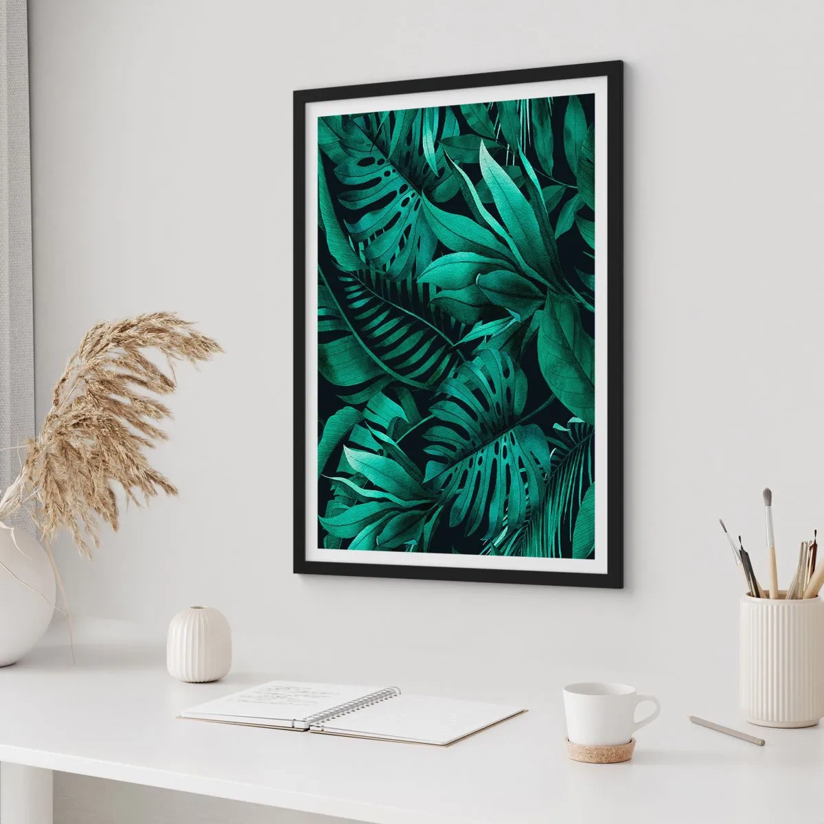 Poster in cornice nera - Dal profondo del verde tropicale - 70x100 cm