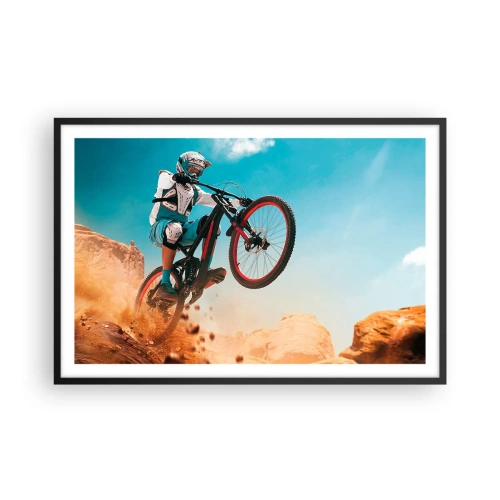 Poster in cornice nera - Il demone della follia ciclistica - 91x61 cm