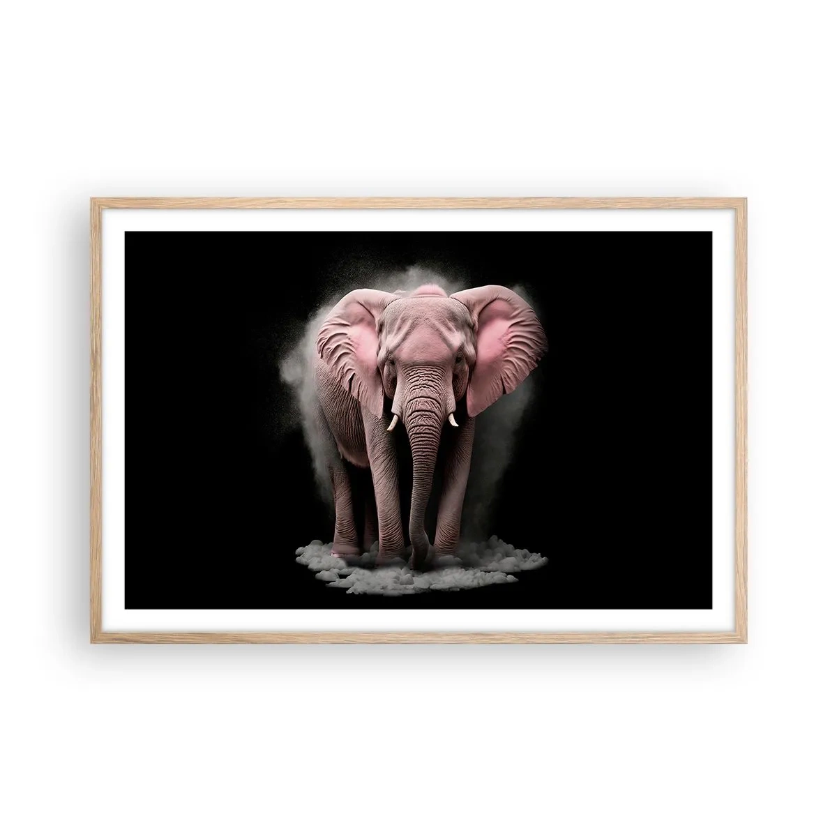 Poster in cornice rovere chiaro - Non pensare all'elefante rosa! - 91x61 cm