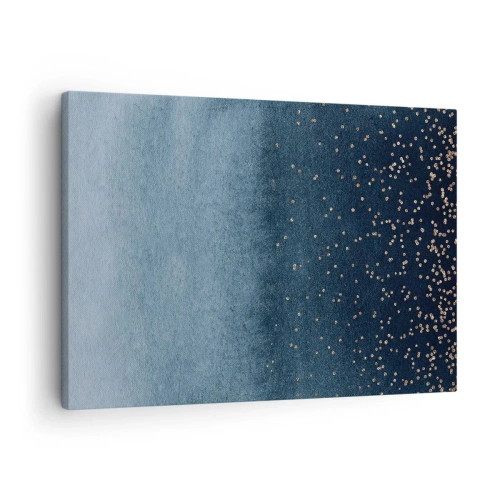 Quadro su tela - Stampe su Tela - Sfumature blu con sottili accenti dorati - 70x50cm - Composizione: fasi blu - Decorazione murale moderna per soggiorno e camera da letto ARTTOR