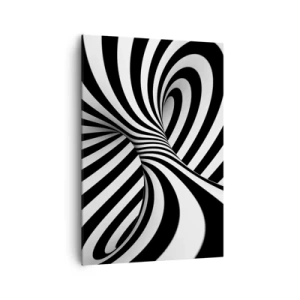 Quadro su tela - Stampe su Tela - Tunnel astratto con strisce a spirale bianche e nere - 70x100cm - Composizione: spazio danzante - Decorazione murale moderna per soggiorno e camera da letto ARTTOR