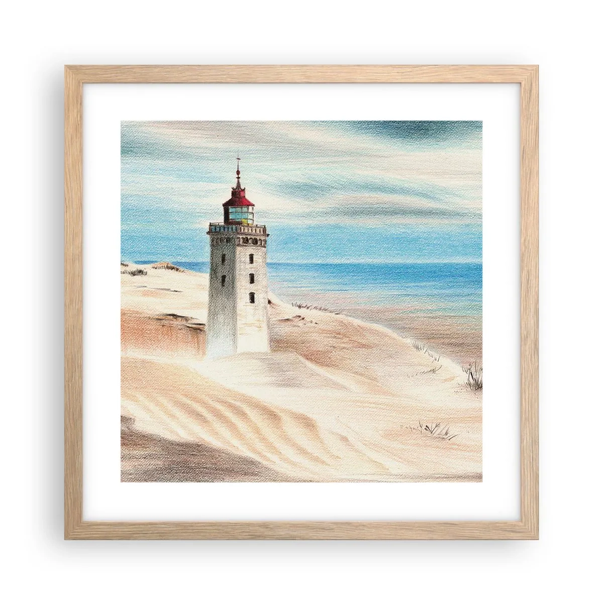 Poster in cornice rovere chiaro - Sempre guardando il mare - 40x40 cm