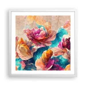 Poster in cornice bianca - Lo splendore colorato del bouquet - 50x50 cm