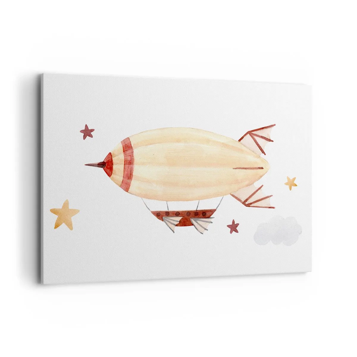 Quadro su tela - Stampe su Tela - Un dirigibile dipinto a mano su uno sfondo di stelle - 120x80cm - Nave volante - Decorazione murale moderna per soggiorno e camera da letto ARTTOR