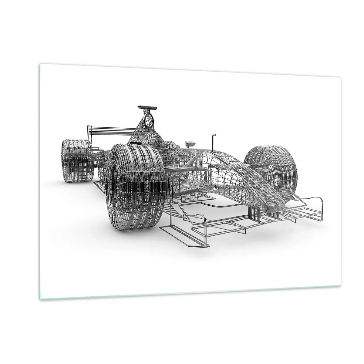 Quadro su vetro - Disegno tecnico in stile 3D di un'auto da corsa - 120x80cm - Struttura ideale: idea di slancio - Decorazione murale moderna per soggiorno e camera da letto ARTTOR