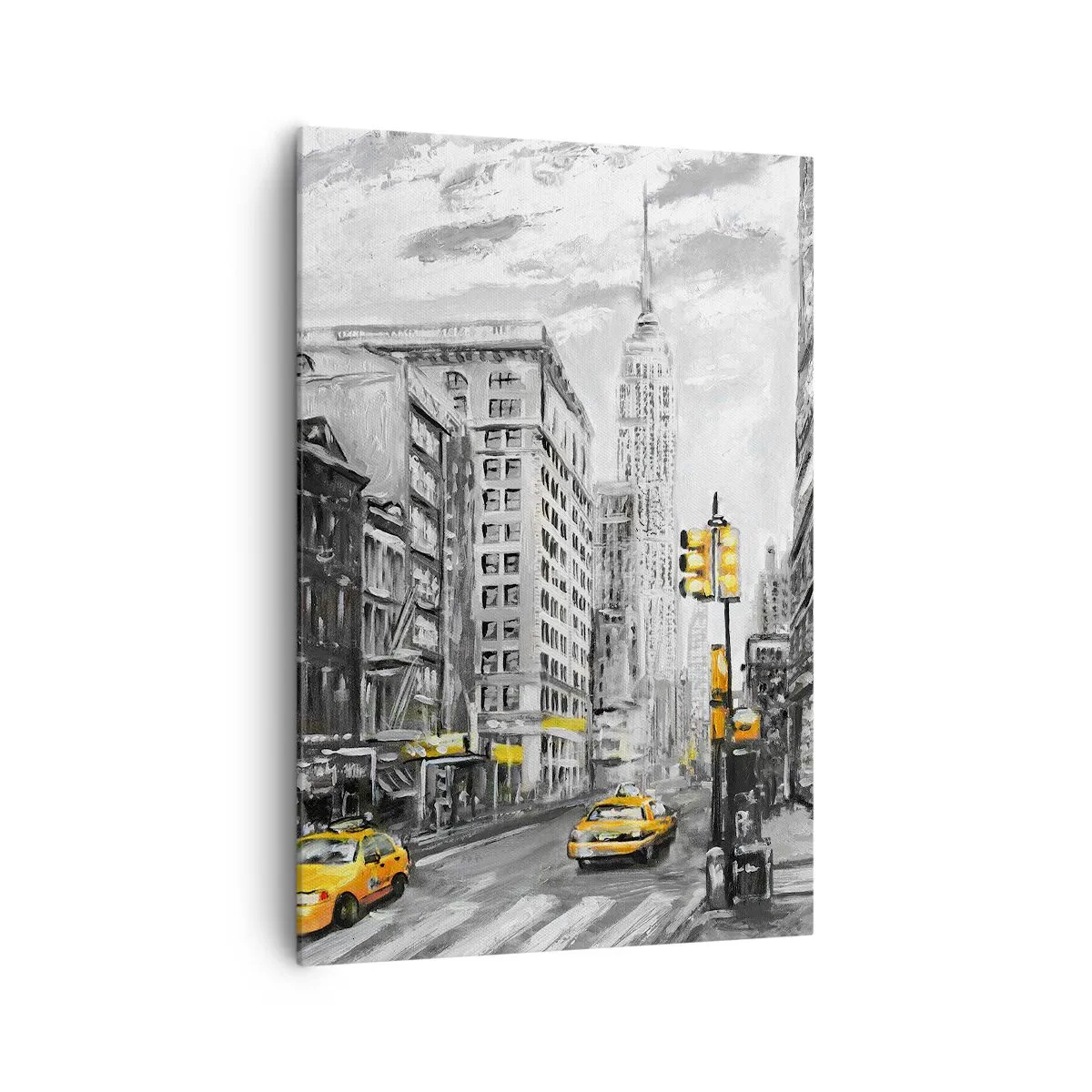 Quadro su tela - Stampe su Tela - Strada di New York con accenti gialli - 70x100cm - Racconto di New York - Decorazione murale moderna per soggiorno e camera da letto ARTTOR