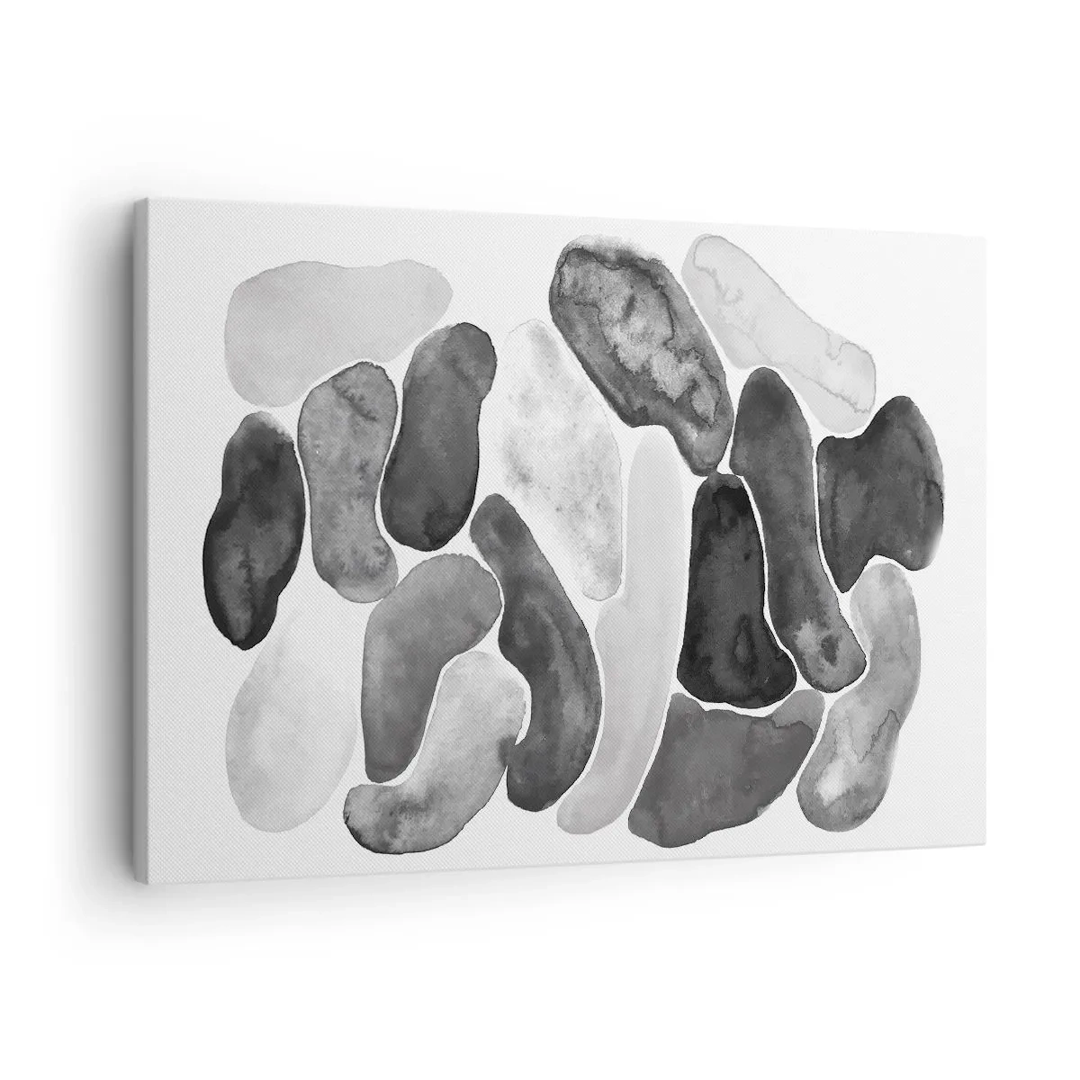 Quadro su tela - Stampe su Tela - Astrazione in bianco e nero con macchie irregolari su sfondo bianco - 70x50cm - Astrazione rocciosa - Decorazione murale moderna per soggiorno e camera da letto ARTTOR