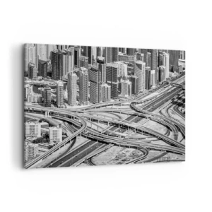 Quadro su tela - Stampe su Tela - Una vista a volo d'uccello di Dubai - 120x80cm - Dubai - città impossibile - Decorazione murale moderna per soggiorno e camera da letto ARTTOR