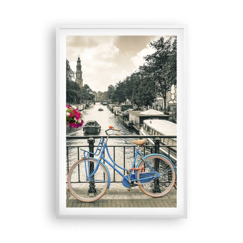 Poster in cornice bianca - I colori delle strade di Amsterdam - 61x91 cm