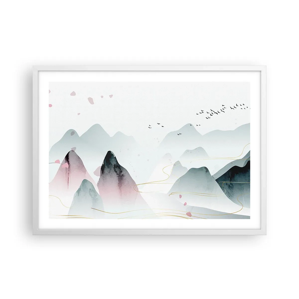 Poster in cornice bianca - Oltre le cime - 70x50 cm