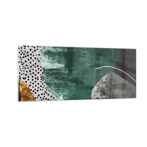 Quadro su vetro - Astrazione colorata con petalo d'oro - 100x40 cm