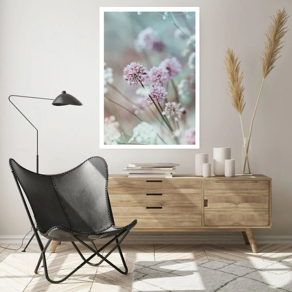 Poster - Fiori delicati in colori pastello - 50x70cm - Le dolci filigrane delle erbe - Decorazione murale moderna per soggiorno e camera da letto ARTTOR