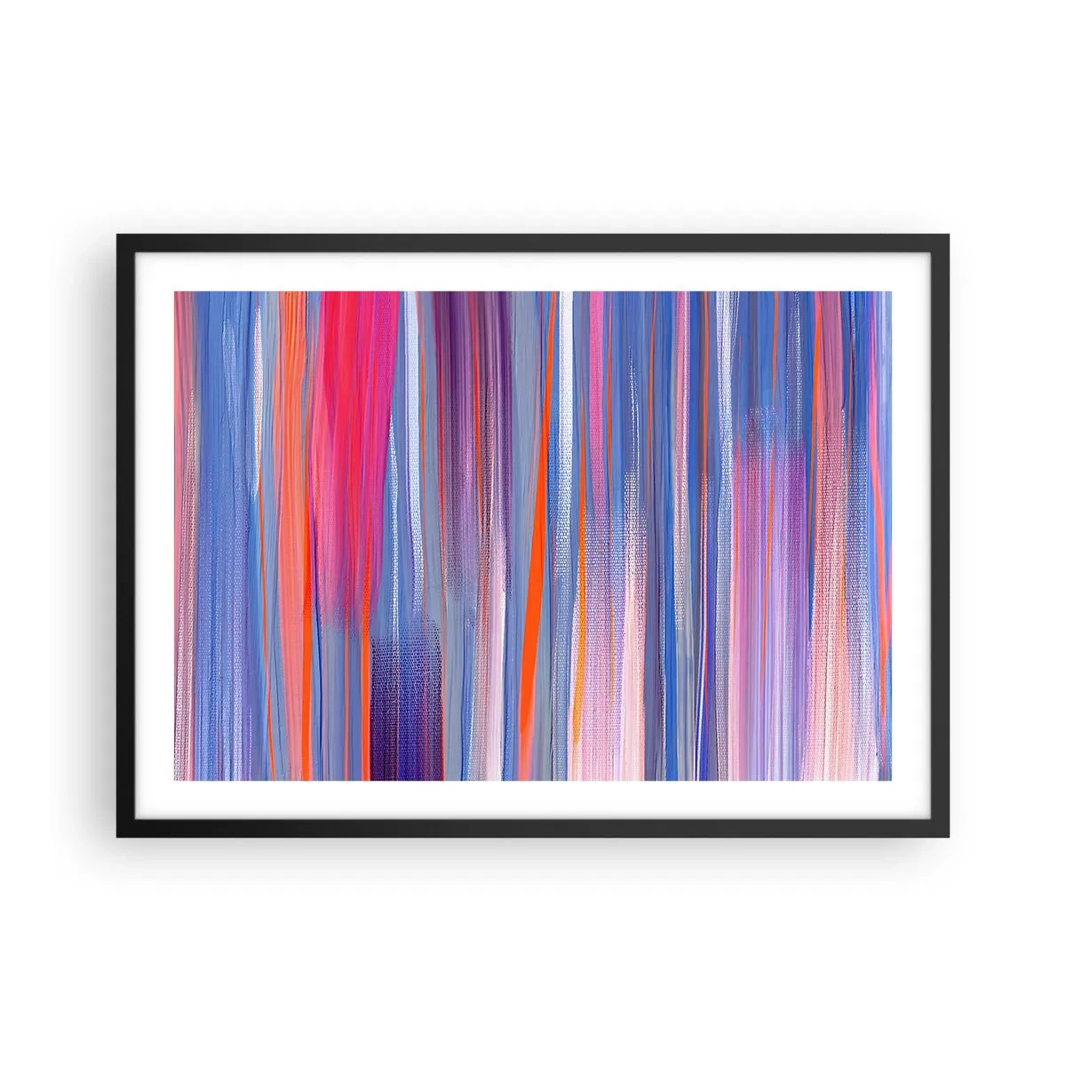 Poster in cornice nera - Linee verticali astratte nelle tonalità del blu e del rosa - 70x50cm - Ascensione arcobaleno - Decorazione murale moderna per soggiorno e camera da letto ARTTOR