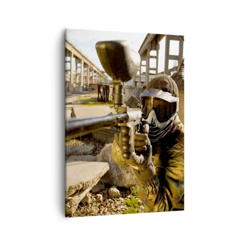 Quadro su tela - Stampe su Tela - Un giocatore di paintball in tenuta mimetica che mira a un marcatore - 50x70cm - Anche tu puoi essere un eroe - Decorazione murale moderna per soggiorno e camera da letto ARTTOR