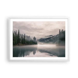 Poster in cornice bianca - Riflettendo nella nebbia - 70x50 cm