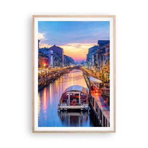 Poster in cornice rovere chiaro - Sera di luce e di divertimento - 70x100 cm