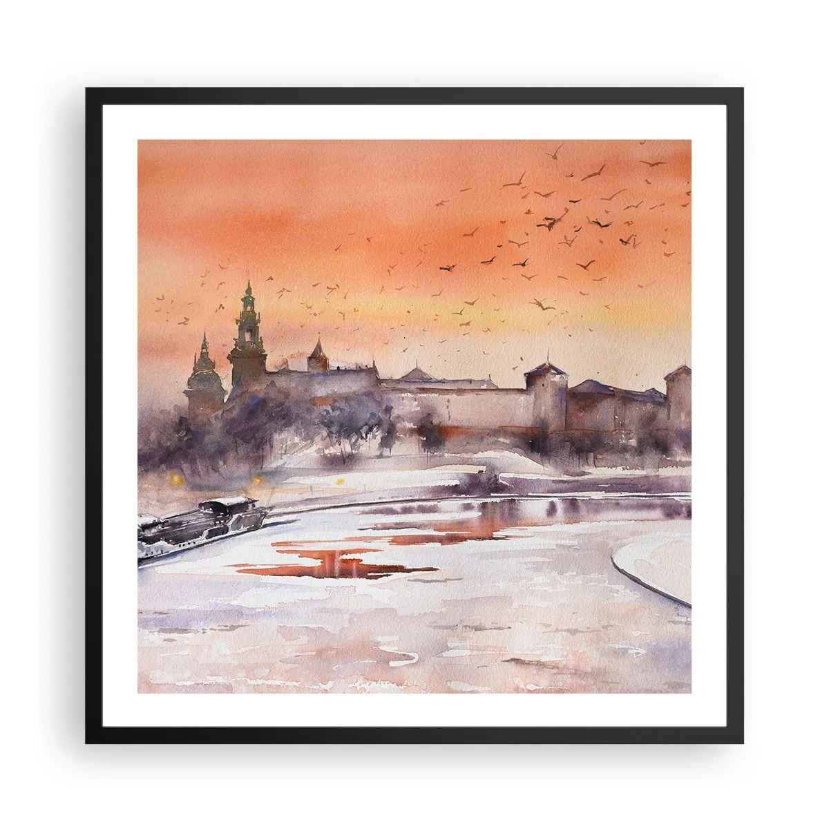 Poster in cornice nera - Tramonto reale - 60x60 cm