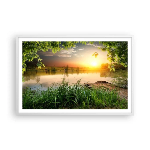 Poster in cornice bianca - Paesaggio incorniciato di verde - 91x61 cm