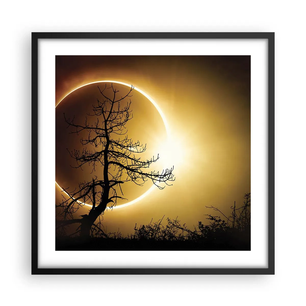 Poster in cornice nera - Eclissi totale - 50x50 cm