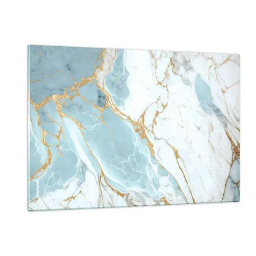 Quadro su vetro - Marmo astratto nei toni del blu e dell'oro - 120x80cm - La ricchezza della pietra - Decorazione murale moderna per soggiorno e camera da letto ARTTOR