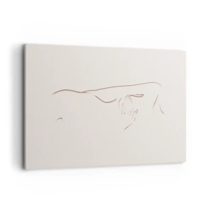Quadro su tela - Stampe su Tela - Un disegno lineare e sottile di una silhouette su uno sfondo chiaro - 120x80cm - La forma del desiderio - Decorazione murale moderna per soggiorno e camera da letto ARTTOR