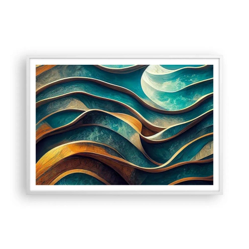 Poster in cornice bianca - I meandri del blu - 100x70 cm