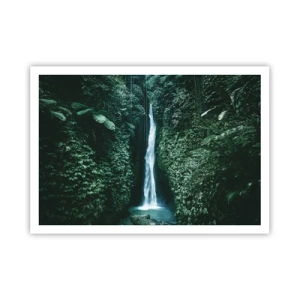 Poster - Una cascata circondata da una fitta vegetazione tropicale - 100x70cm - Terme tropicali - Decorazione murale moderna per soggiorno e camera da letto ARTTOR
