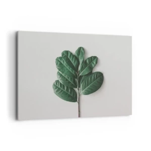 Quadro su tela - Stampe su Tela - Un rametto di foglie verdi su uno sfondo chiaro - 120x80cm - Il disegno della natura stessa - Decorazione murale moderna per soggiorno e camera da letto ARTTOR