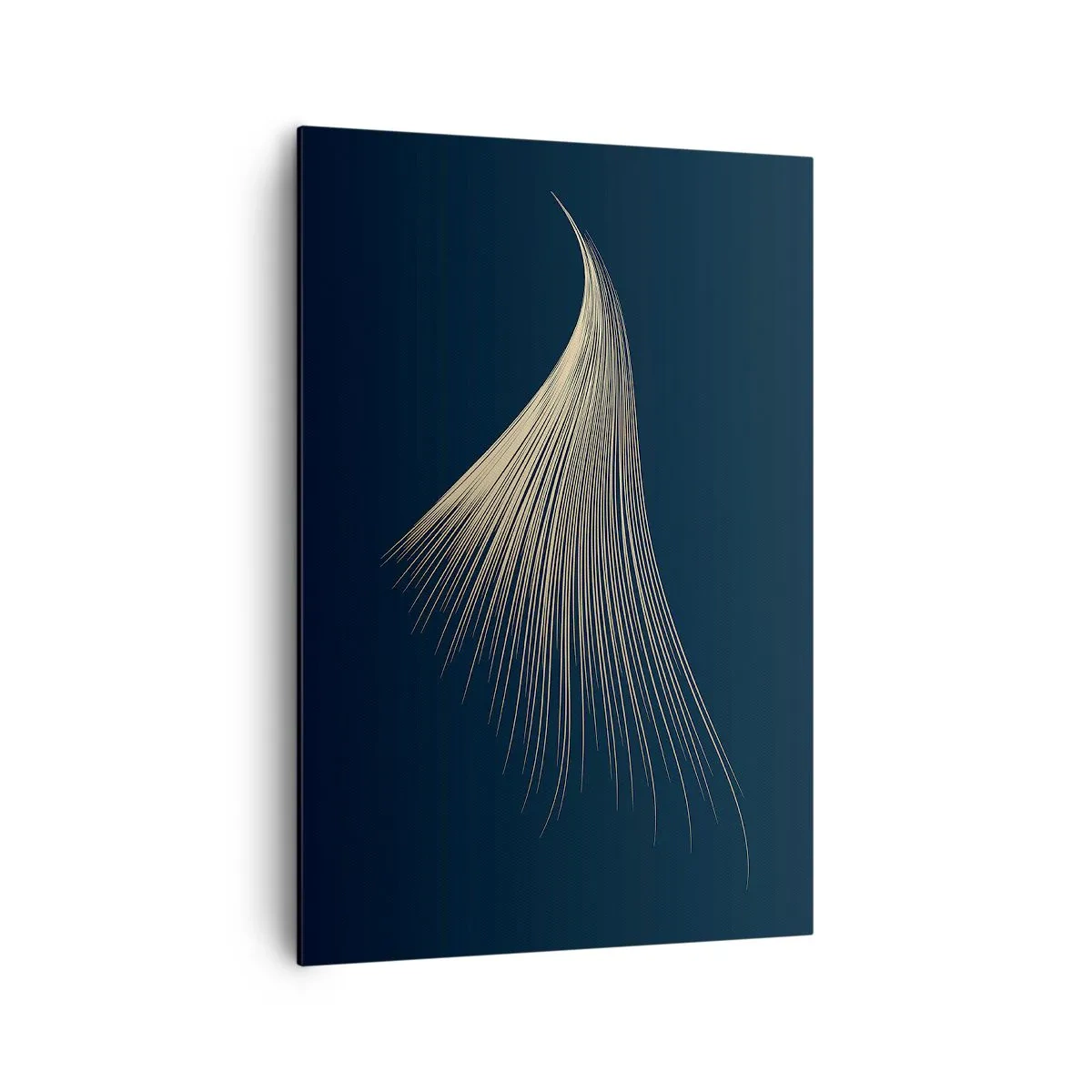 Quadro su tela - Stampe su Tela - Una delicata linea simile a una piuma su uno sfondo blu navy - 70x100cm - Come un capello d'angelo - Decorazione murale moderna per soggiorno e camera da letto ARTTOR