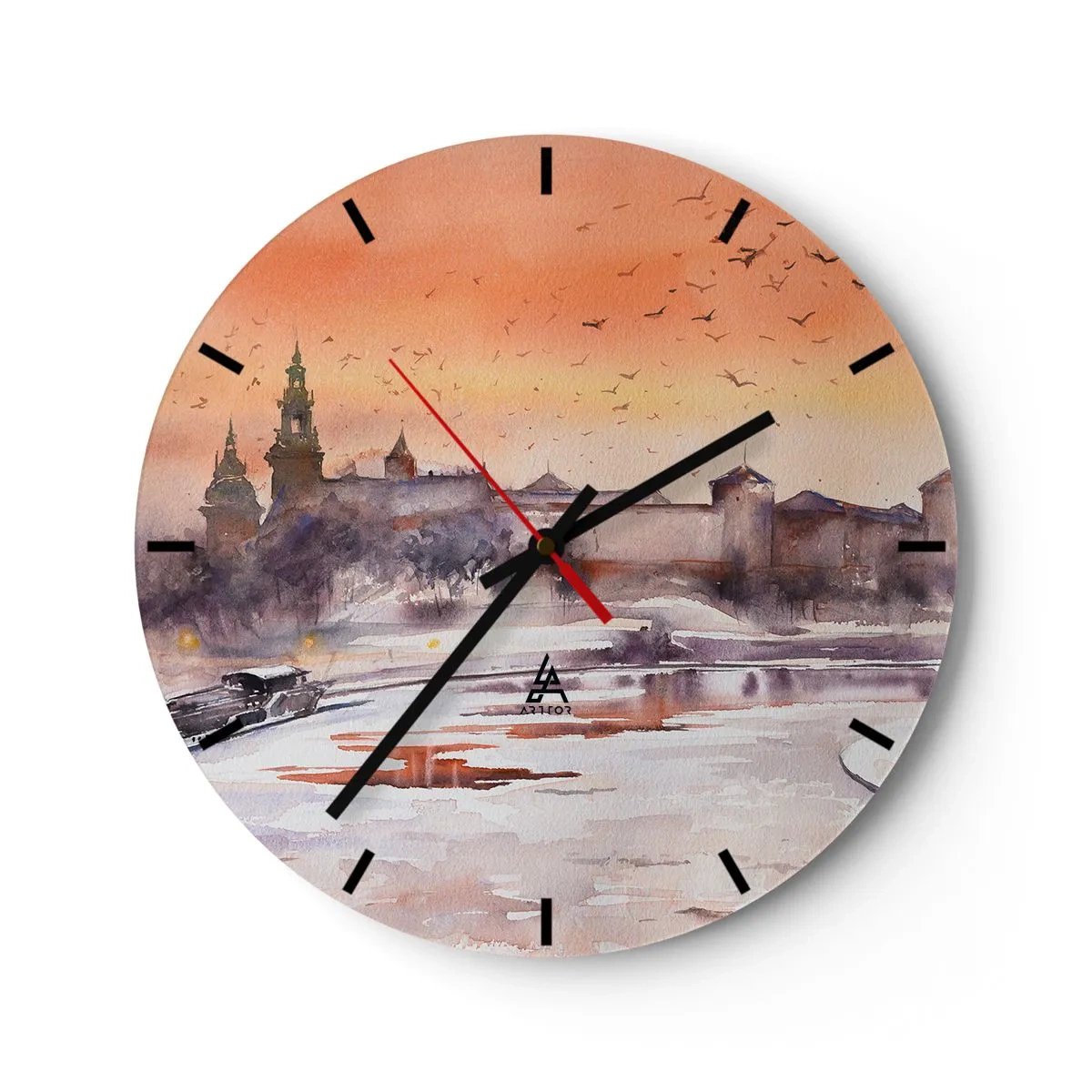 Orologio da parete - Orologio in Vetro - Tramonto reale - 40x40 cm
