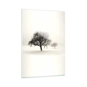 Quadro su vetro - Alberi in un paesaggio invernale coperto di neve e nebbia - 50x70cm - Sogno invernale - Decorazione murale moderna per soggiorno e camera da letto ARTTOR